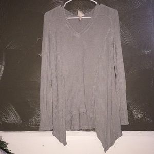 Dusty light blue long sleeve textured tunic